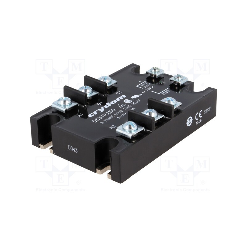 1 pcs x SENSATA / CRYDOM - D53TP25D - Relay: solid state, 25A, Uswitch: 48÷530VAC, 3-phase, -40÷80°C