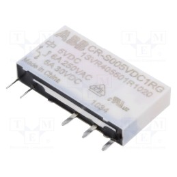 1 pcs x ABB - 1SVR405501R1020 - Relay: miniature, SPDT, Ucoil: 5VDC, socket,THT, Series: CR-S