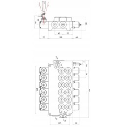 6-section hydraulic distributor, 6 sections, 80l
