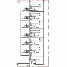 6-section hydraulic distributor, 6 sections, 80l