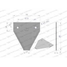 Harvesting knife 80x76x2mm hole 5 5 application 614670