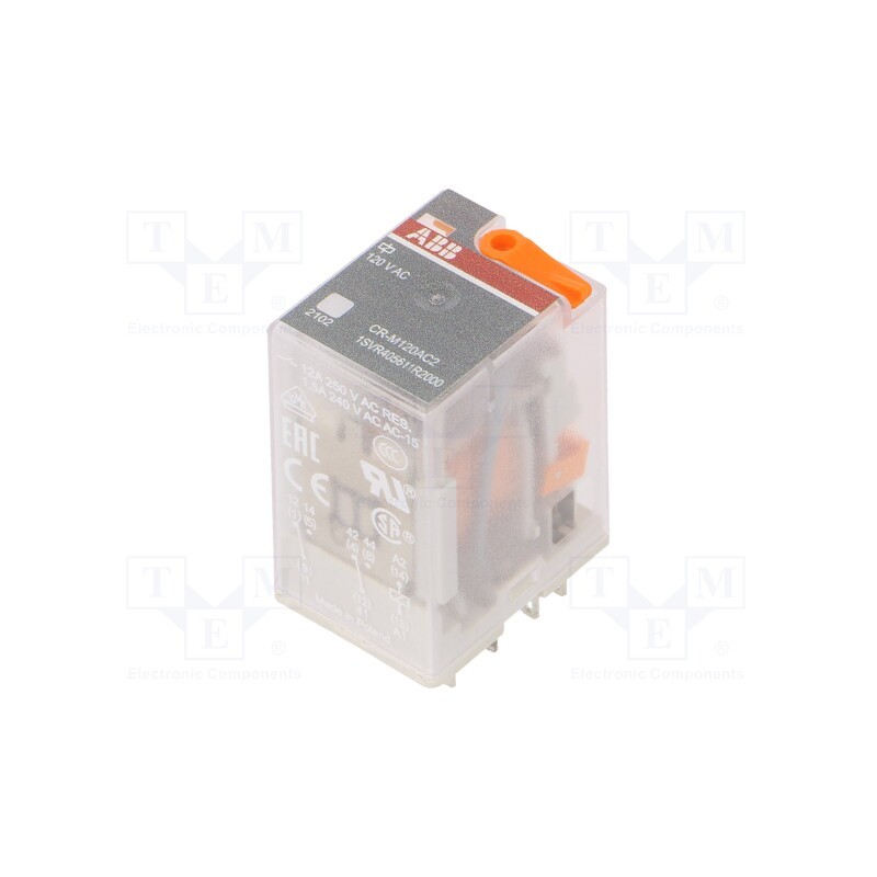 1 pcs x ABB - 1SVR405611R2000 - Relay: electromagnetic, DPDT, Ucoil: 120VAC, Icontacts max: 12A