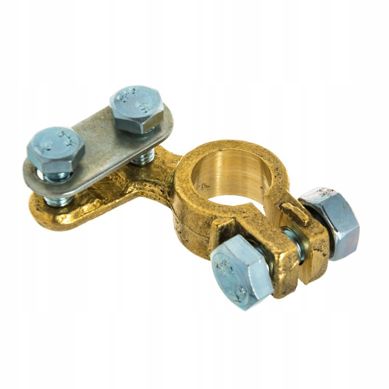 Battery terminal made of reinforced and screwed brass