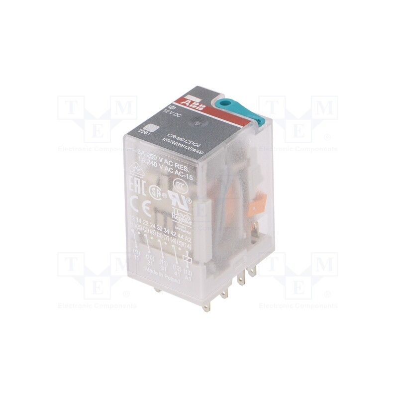 1 pcs x ABB - 1SVR405613R4000 - Relay: electromagnetic, 4PDT, Ucoil: 12VDC, Icontacts max: 6A