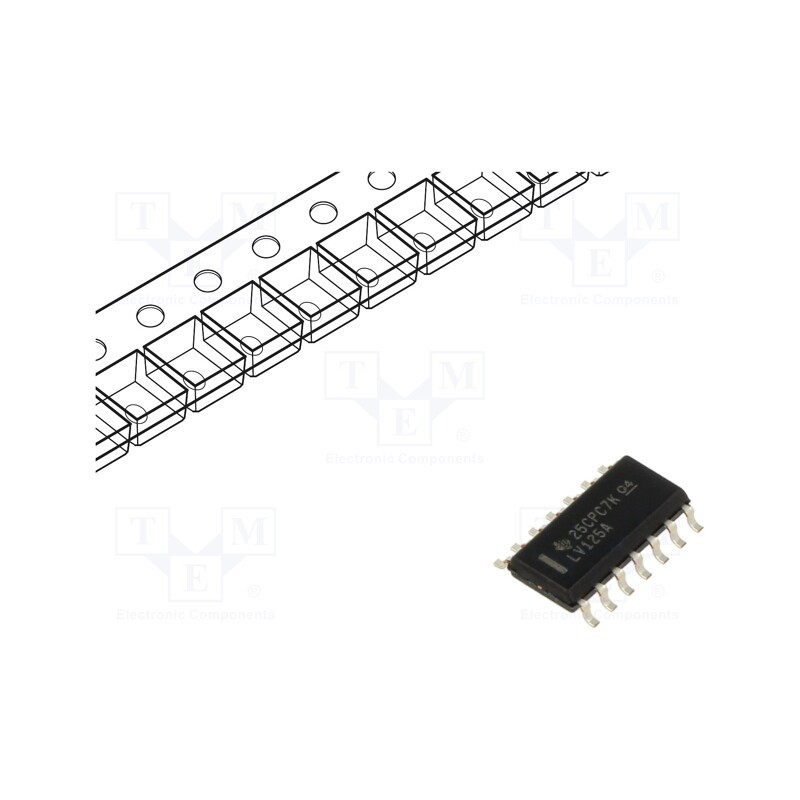 1 pcs x TEXAS INSTRUMENTS - SN74LV125ADR - IC: digital, bus buffer, Ch: 4, SMD, SO14, OUT: 3-state, 74LV