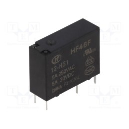 1 pcs x HONGFA RELAY - HF46F/12-HS1 - Relay: electromagnetic, SPST-NO, Ucoil: 12VDC, 5A, 5A/250VAC, PCB