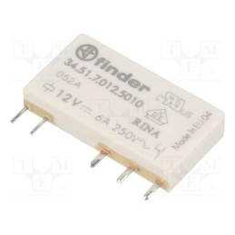 1 pcs x FINDER - 34.51.7.012.5010 - Relay: electromagnetic, SPDT, Ucoil: 12VDC, Icontacts max: 6A, 840Ω