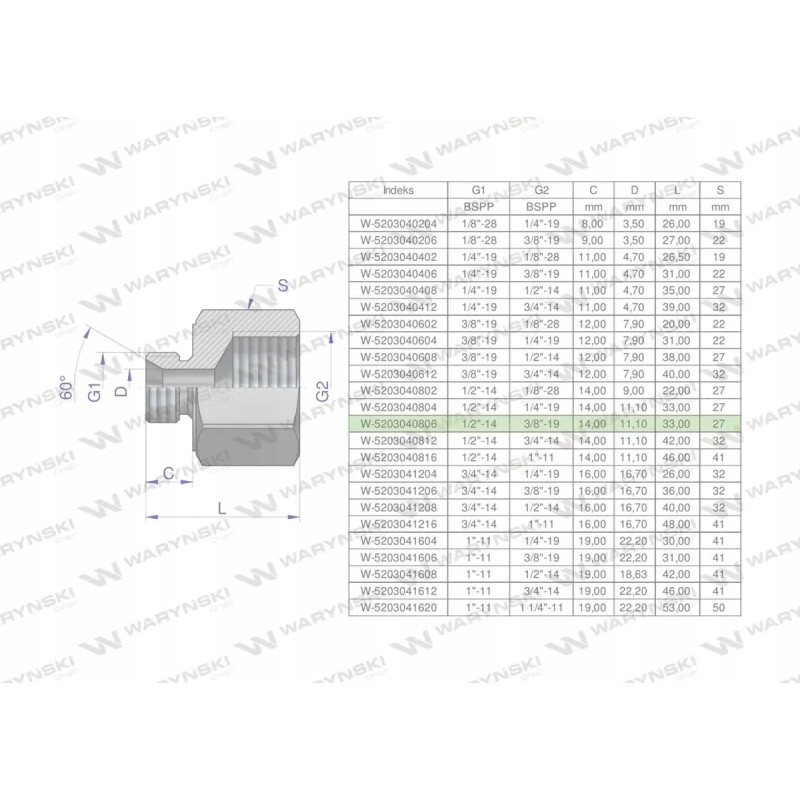 Hydraulic differential bush inch AB 1 2