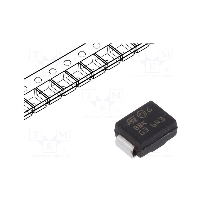 1 pcs x STMicroelectronics - SMBJ26CA-TR - Diode: TVS, 600W, 30.4V, 14.9A, bidirectional, SMB,