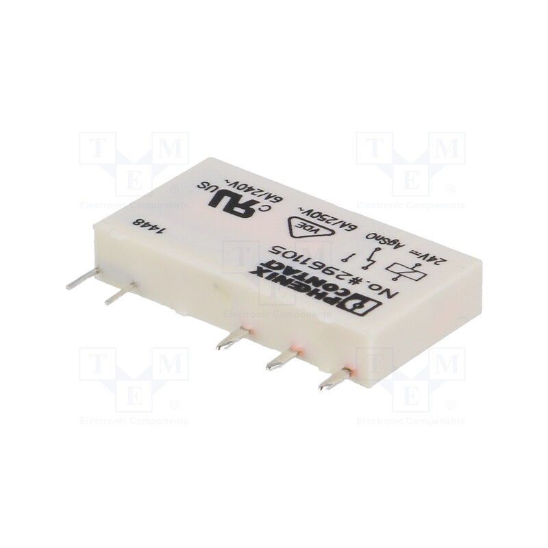 1 pcs x PHOENIX CONTACT - 2961105 - Relay: electromagnetic, SPDT, Ucoil: 24VDC, 6A, 8A/250VAC, 2A/24VDC