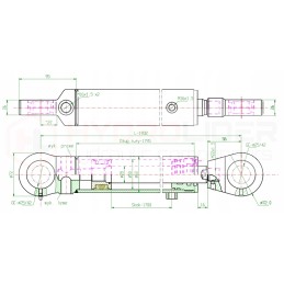Hydraulic piston cylinder 50 28 s 1700 mm l 1932