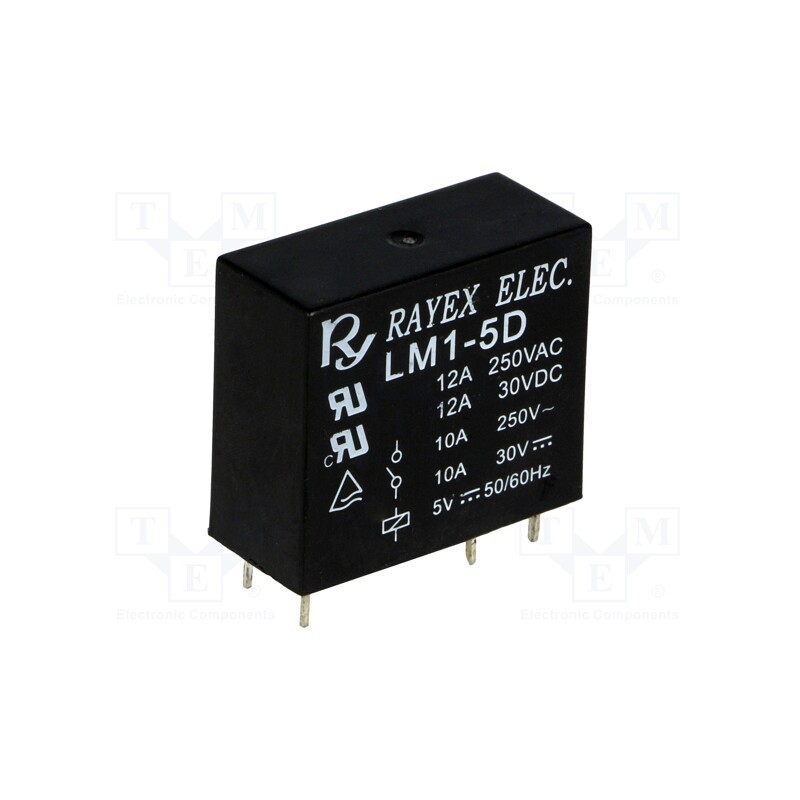 1 pcs x Recoy/RAYEX ELECTRONICS - LM1-5D - Relay: electromagnetic, SPDT, Ucoil: 5VDC, Icontacts max: 12A, PCB