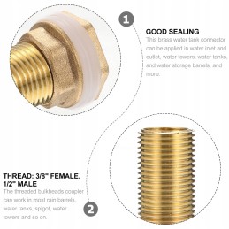 Bulkhead connector brass adapter 2 pcs