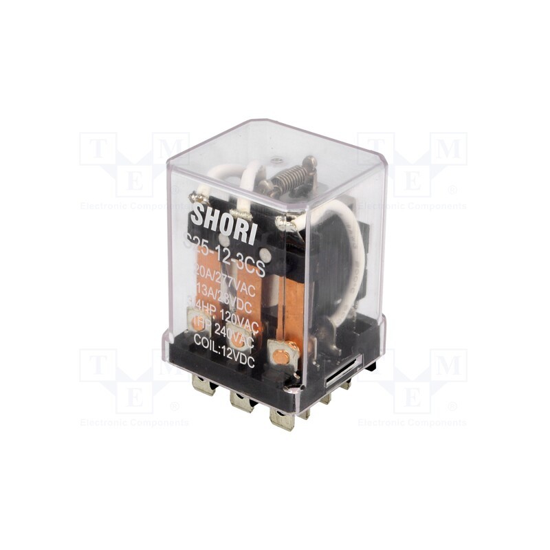 1 pcs x SHORI ELECTRIC - S25-12-3CS - Relay: electromagnetic, 3PDT, Ucoil: 12VDC, Icontacts max: 30A