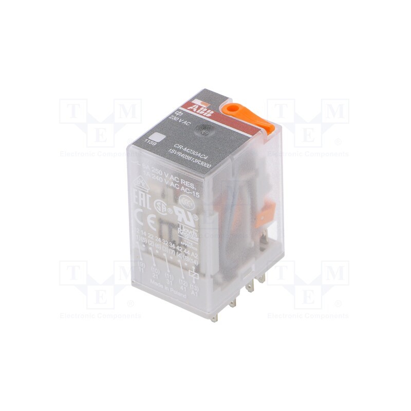 1 pcs x ABB - 1SVR405613R3000 - Relay: electromagnetic, 4PDT, Ucoil: 230VAC, Icontacts max: 6A