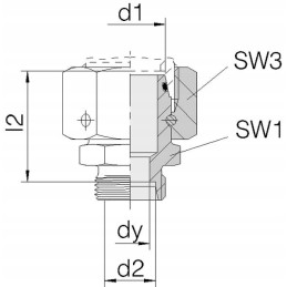 Straight connector with screws m30x2 20s m24x1 5 16s