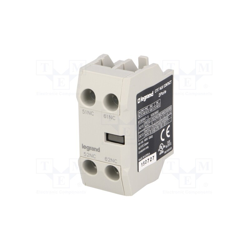 1 pcs x LEGRAND - 416852 - Auxiliary contacts, Series: CTX3, Leads: screw terminals, front