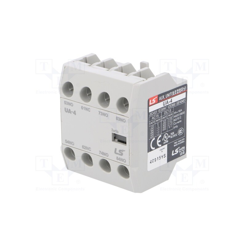 1 pcs x LS ELECTRIC - UA-4 3A1B - Auxiliary contacts, Series: METASOL, Leads: screw terminals, IP20