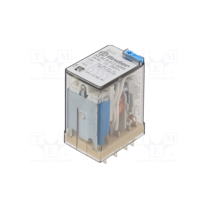 1 pcs x FINDER - 55.34.9.012.0090 - Relay: electromagnetic, 4PDT, 12VDC, Icontacts max: 7A, max.250VAC