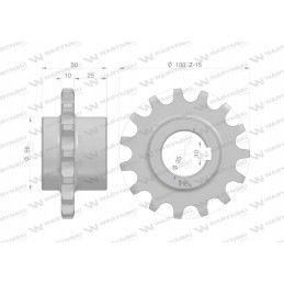 Hardened steel chain wheel with 15 mm diameter and 35 mm diameter