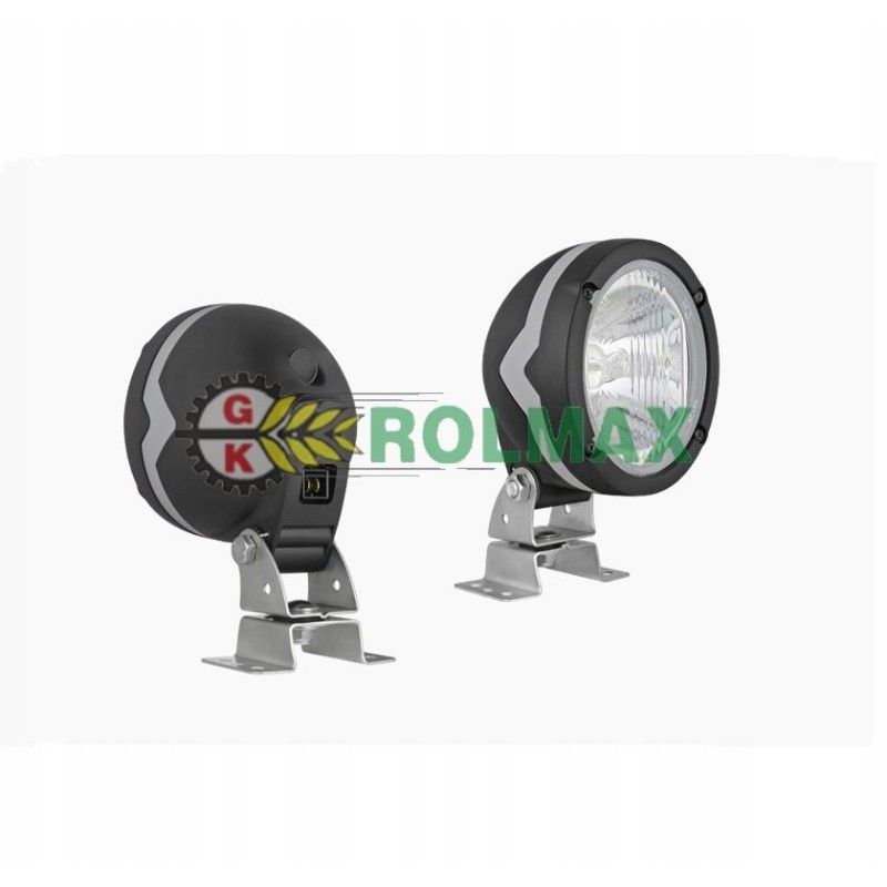 Halogen work lamp with built-in amp connector