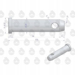 Pin of the lower hitch hook bracket mf ursus
