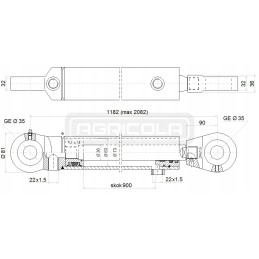 Hydraulic piston cylinder 63 36 stroke 900mm l 1182