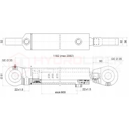 Long cylinder, 2-sided stroke, 900 Polish