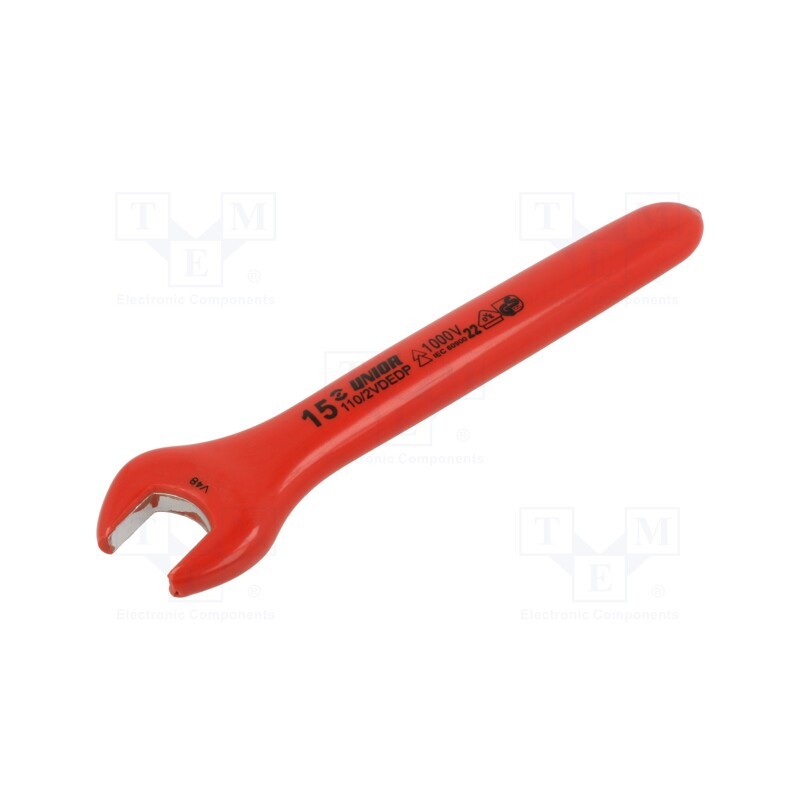 1 pcs x UNIOR - 612180 - Wrench, insulated,single sided,spanner, 15mm, 110/2VDEDP
