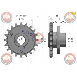 Hardened chain wheel with 20 5 8 fi 25 bison