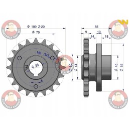 Hardened chain wheel with 20 5 8 fi 25 bison