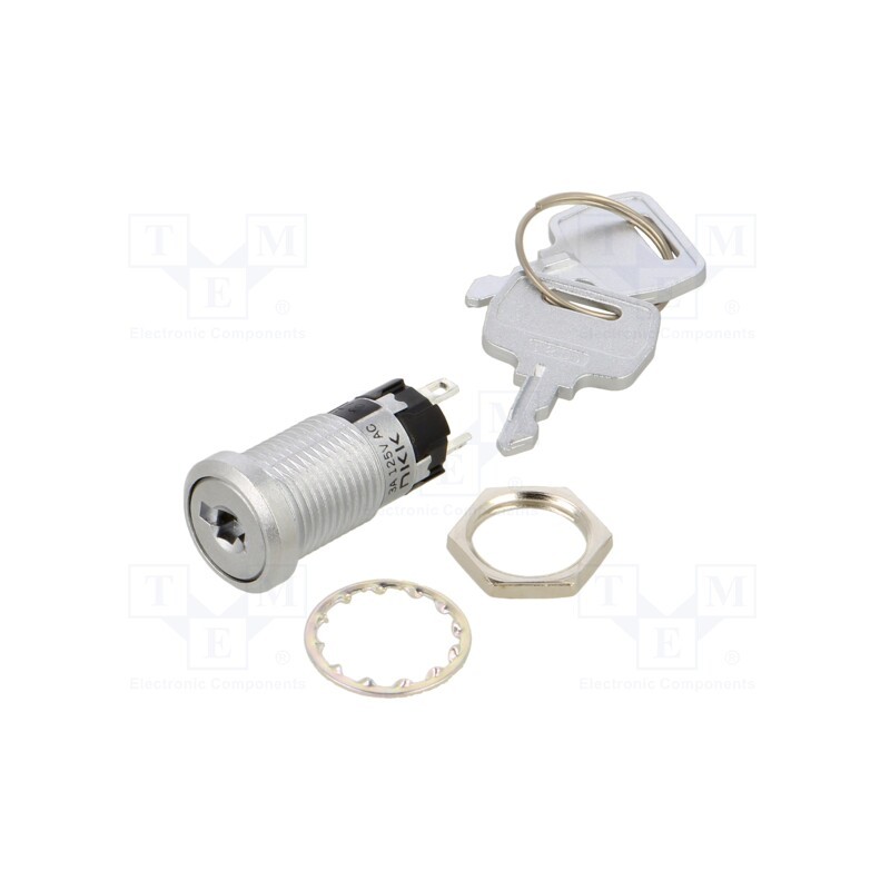 1 pcs x NKK SWITCHES - SK12AAW01 - Switch: key switch, Stabl.pos: 2, Switch.method: ON-ON, -25÷70°C
