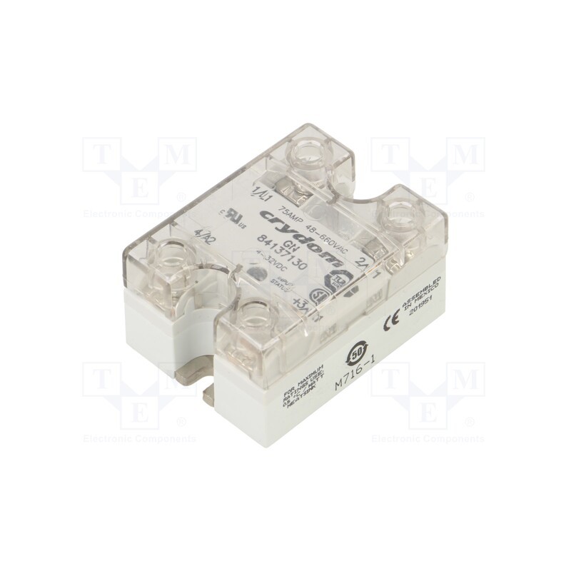 1 pcs x SENSATA / CRYDOM - 84137130 - Relay: solid state, Ucntrl: 4÷32VDC, 75A, 48÷660VAC