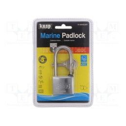 1 pcs x KASP - K14540L50D - Padlock, Width: 40mm, stainless steel, marine,shackle, C: 6.35mm