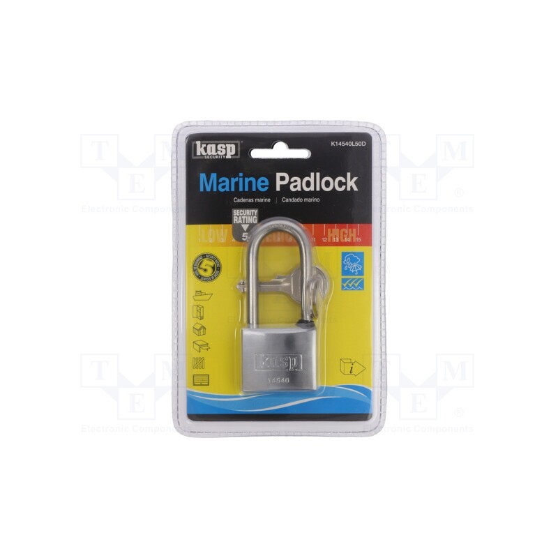 1 pcs x KASP - K14540L50D - Padlock, Width: 40mm, stainless steel, marine,shackle, C: 6.35mm