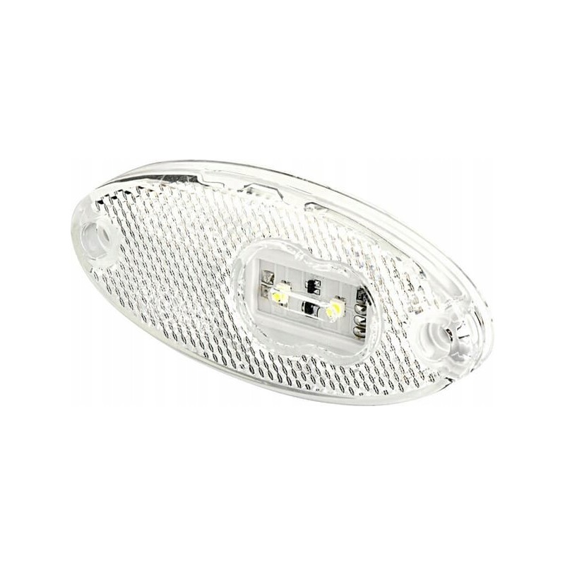 LED marker lamp, oval, 12 24v, white, screw-on