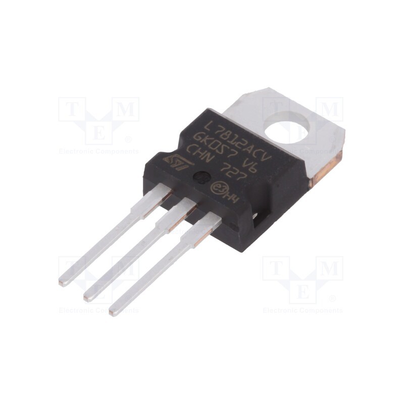 3 pcs x STMicroelectronics - L7812ACV-DG - IC: voltage regulator, linear,fixed, 12V, 1.5A, TO220AB, THT,