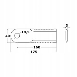 Forage harvester knife 175x40x3mm 10 5mm bizon hf 40151