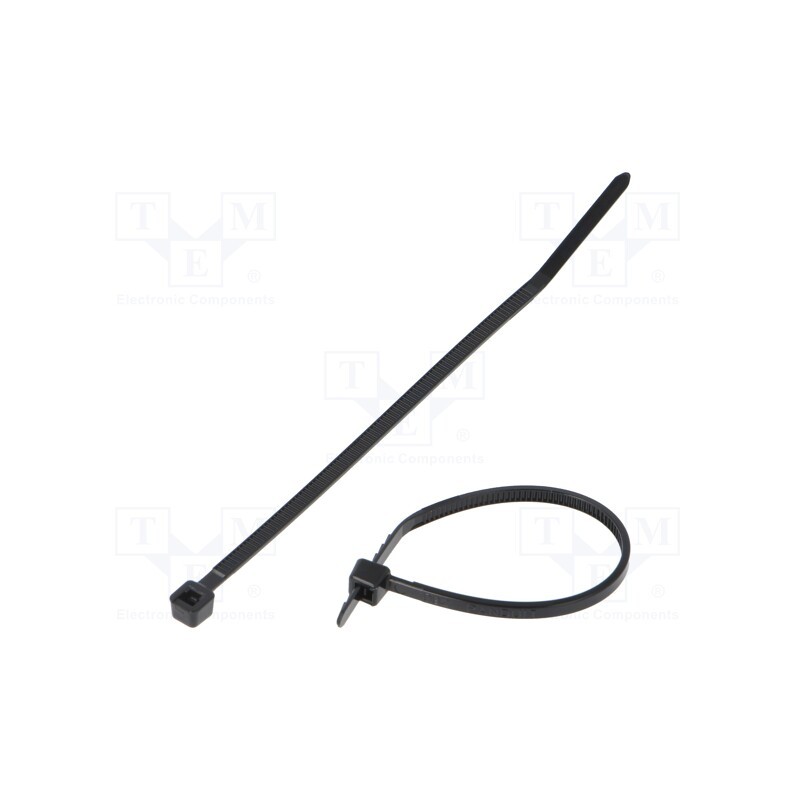 100 pcs x PANDUIT - PLT1M-C0 - Cable tie, L: 99mm, W: 2.5mm, polyamide, 80N, black, Ømax: 22mm