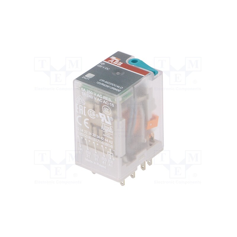 1 pcs x ABB - 1SVR405613R9400 - Relay: electromagnetic, 4PDT, Ucoil: 220VDC, Icontacts max: 6A
