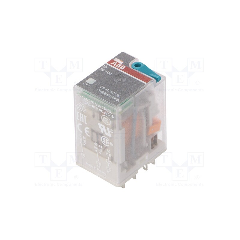 1 pcs x ABB - 1SVR405611R9100 - Relay: electromagnetic, DPDT, Ucoil: 220VDC, Icontacts max: 12A