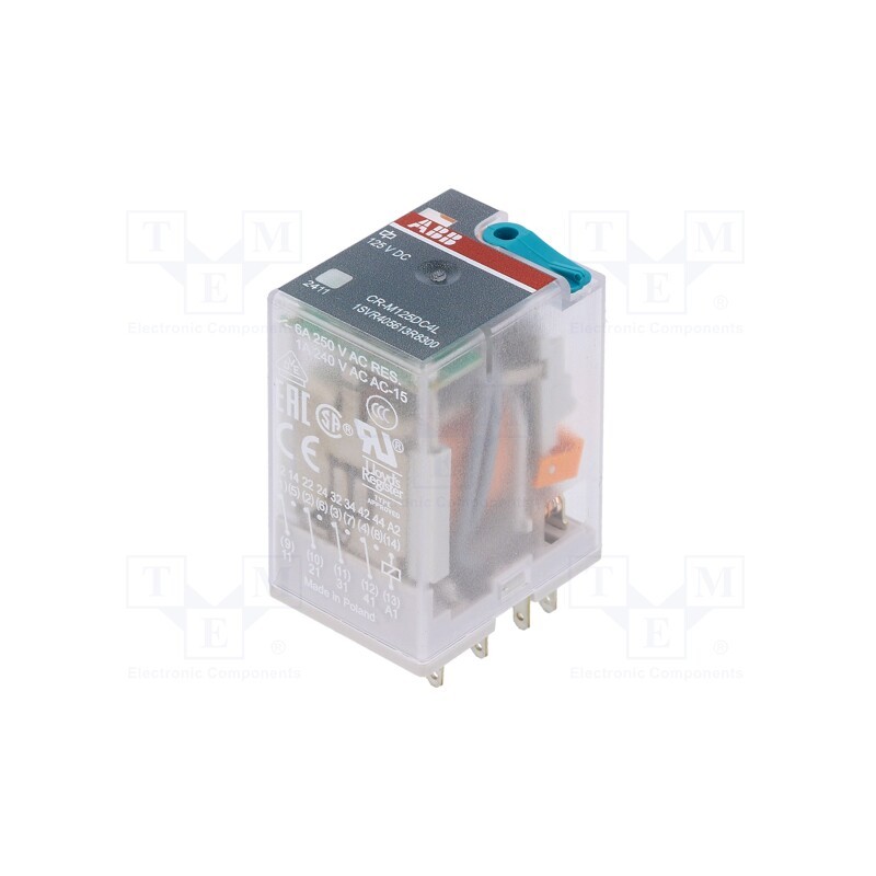 1 pcs x ABB - 1SVR405613R8300 - Relay: electromagnetic, 4PDT, Ucoil: 125VDC, Icontacts max: 6A