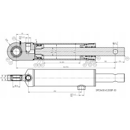 Hydraulic cylinder actuator, piston 80x45, stroke 200