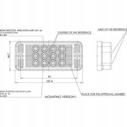 Rectangular combination rear lamp LED 12 24v Kramp