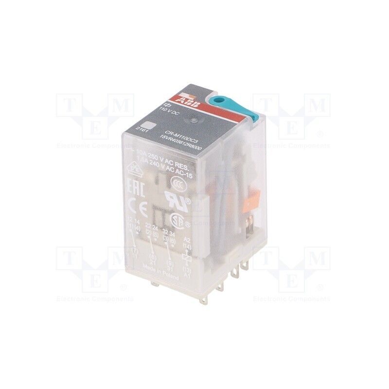1 pcs x ABB - 1SVR405612R8000 - Relay: electromagnetic, 3PDT, Ucoil: 110VDC, Icontacts max: 10A