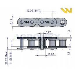 Roller chain 12b1 72 links sipma anna warynski