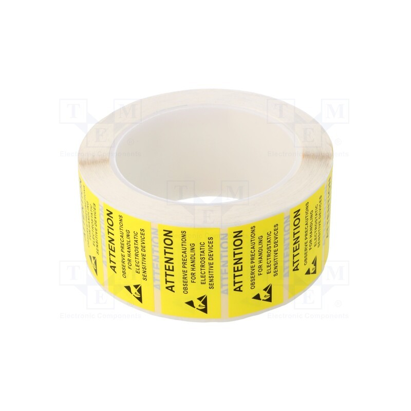 1 rol x STATICTEC - STL2545 - Self-adhesive label, ESD, 25x45mm, 1000pcs, reel, yellow-black
