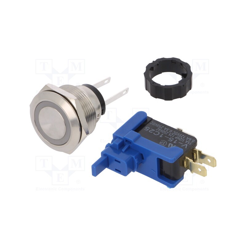 1 pcs x ONPOW - LCA22-11E/R/24V/S - Switch: vandal resistant, Pos: 2, SPST NC + NO, 300mA/250VDC, IP65