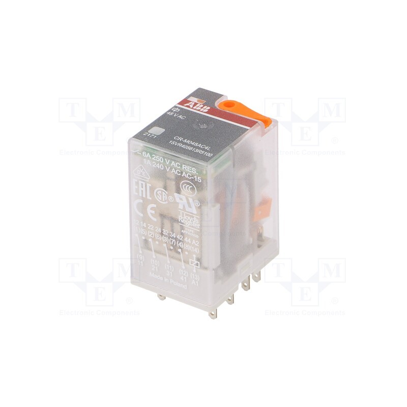 1 pcs x ABB - 1SVR405613R5100 - Relay: electromagnetic, 4PDT, Ucoil: 48VAC, Icontacts max: 6A