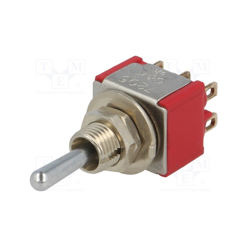 1 pcs x C&K - 7205SYZQE - Switch: toggle, Pos: 3, DP3T, (ON)-OFF-(ON), 2A/250VAC, 5A/28VDC